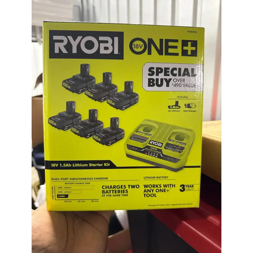 Ryobi ONE+ 18V Battery Kit 6 Pack + Dual Charger Lithium Starter Set - Picture 5 of 8